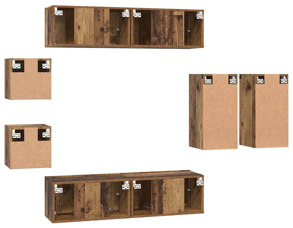 TV szekrény garnitúra 8 pcs Régi fa 30.5 x 30 x 60 cm Faanyag
