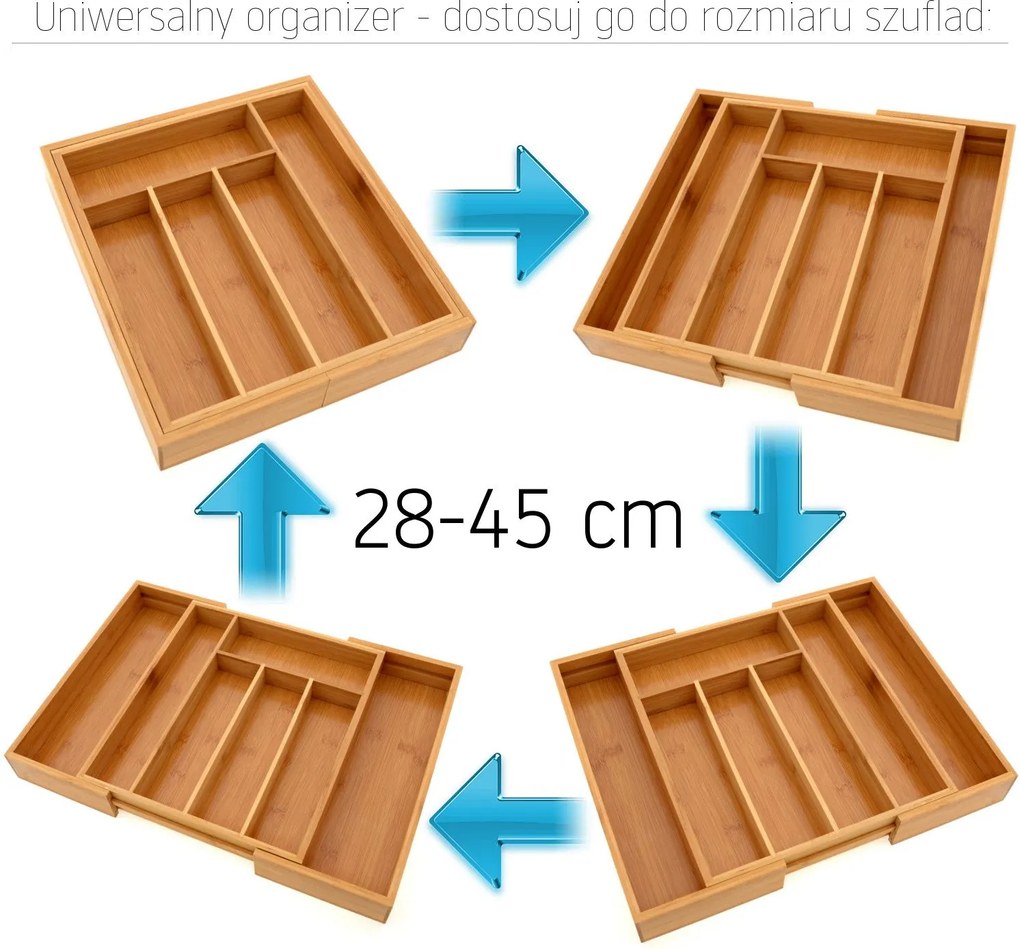 Bluegarden, bambusz fiókos evőeszköz-rendező, barna, HOM-00001