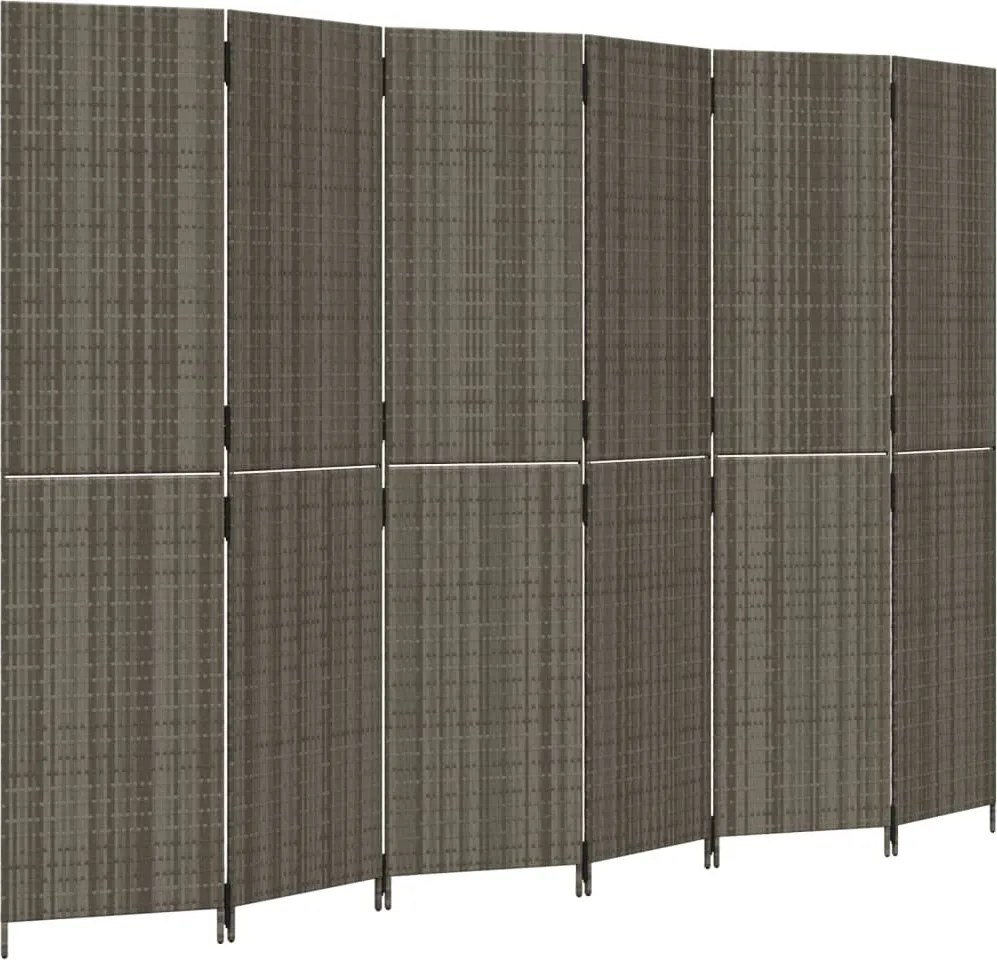 vidaXL szürke 6-paneles polyrattan térelválasztó