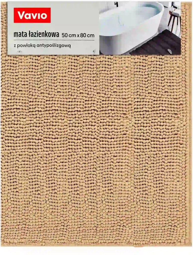 Fürdőszobaszőnyeg csúszásgátló bevonattal 50x80cm, bézs 1300 Gsm