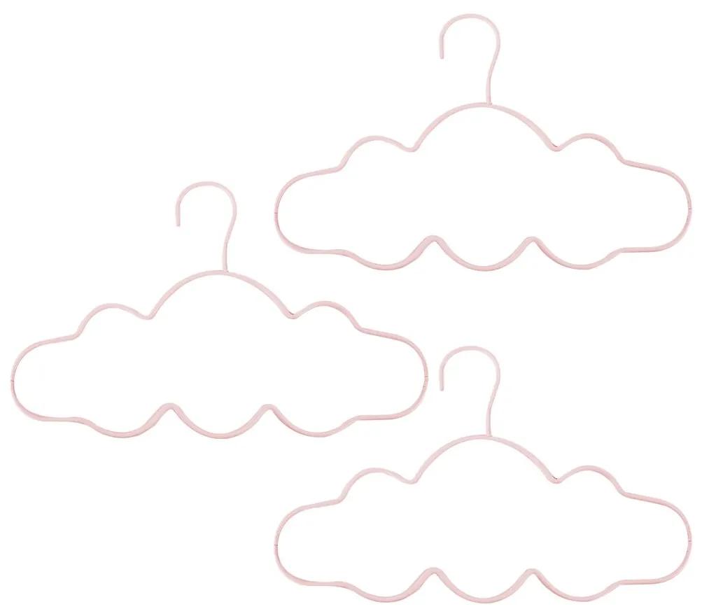 Fém felhő alakú vállfa szett, 3 db, babarózsaszín - NUAGE