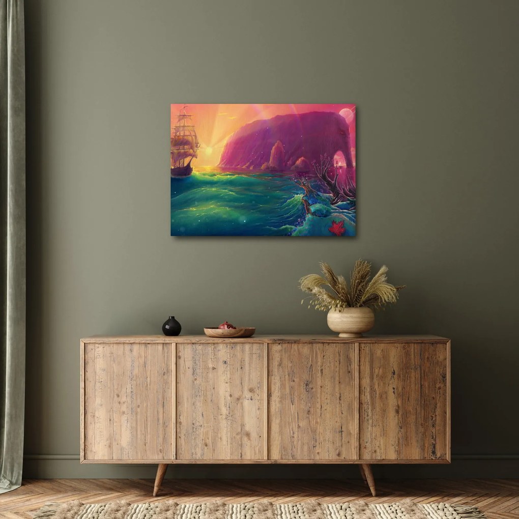 Kép - Olajfestmény, Vitorlázás egy fantasztikus birodalomba (70x50 cm)