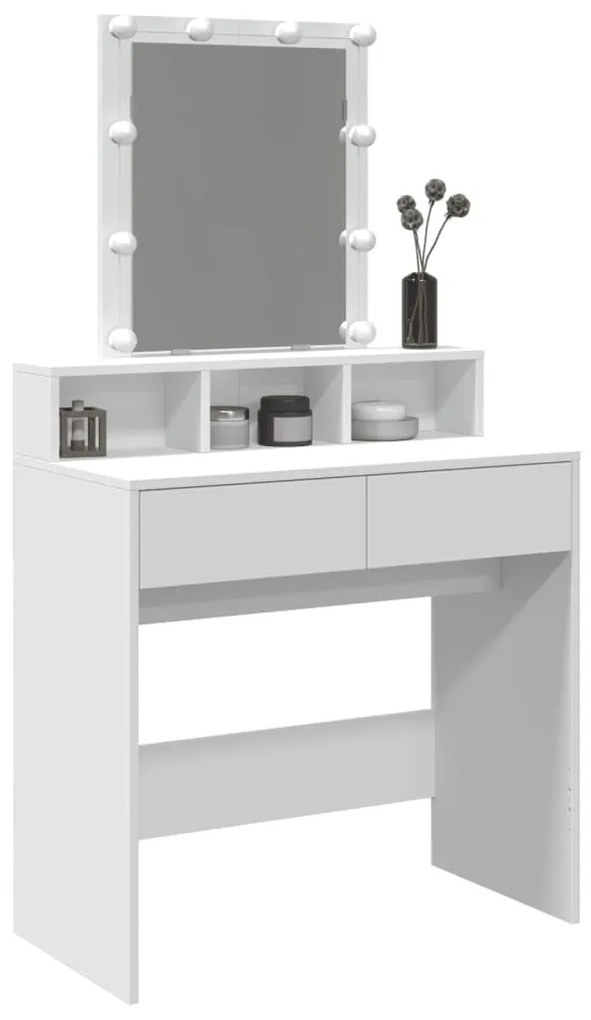 fehér fésülködőasztal LED-del 80 x 41 x 144,5 cm