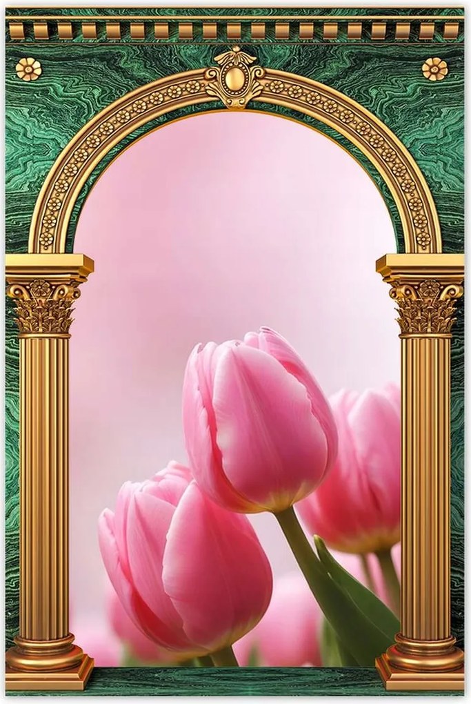 Poszterek 80x120 Rózsaszín tulipánok