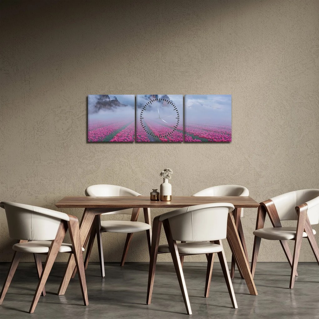 Kép - Tájkép tulipánmezőkkel (órával) (90x30 cm)