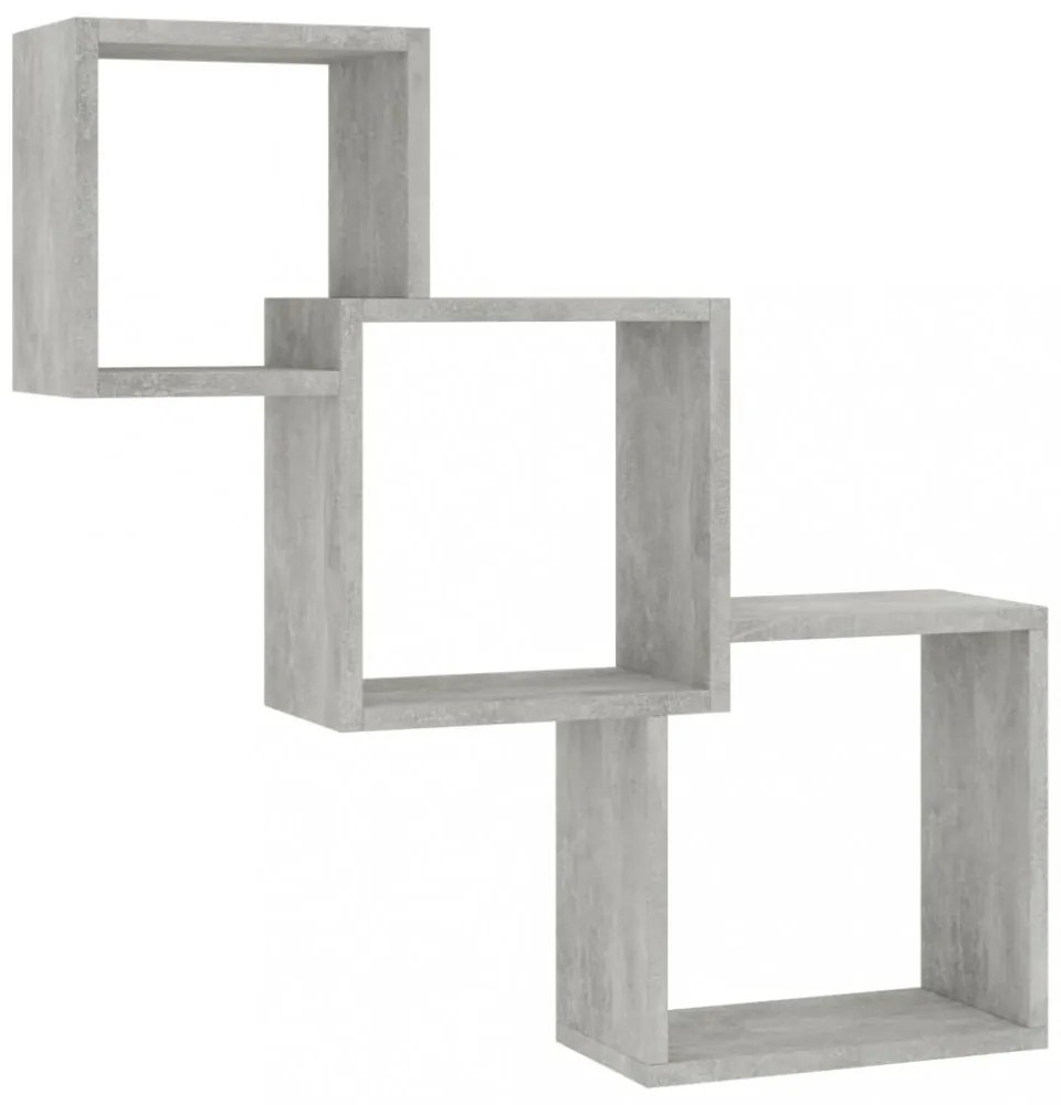 betonszürke kocka alakú szerelt fa fali polcok 68x15x68 cm