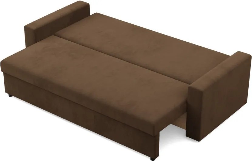 Zeus kanapéágy, szövet anyag, bonell töltet, egyenes kartámasz, barna