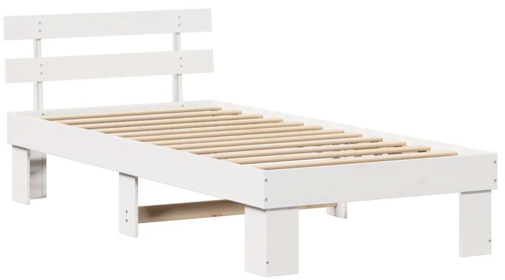 Ágykeret fejtámlával Fehér 90 x 200 cm