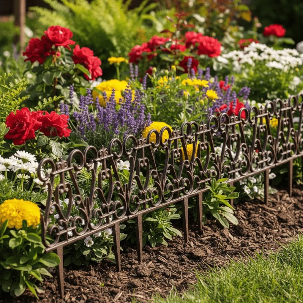 Leszúrható öntöttvas ágyásszegély, 26,5 x 27 cm