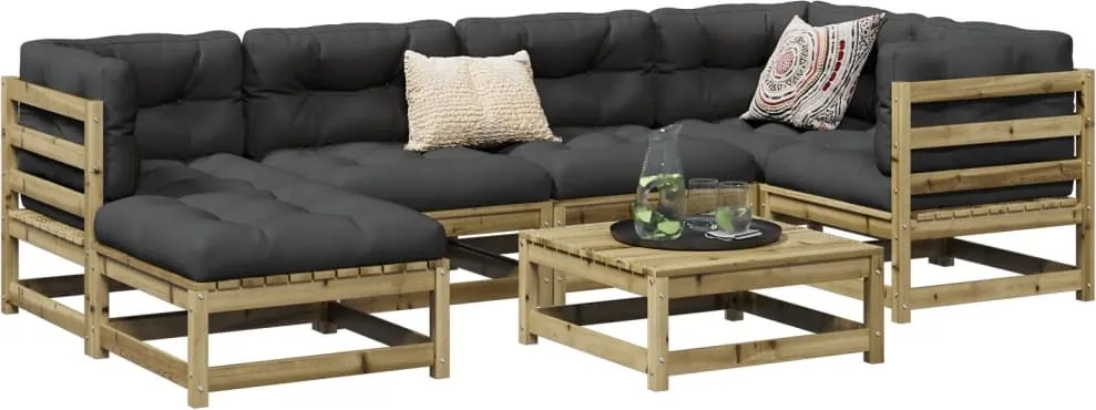 vidaXL 7 részes impregnált fenyőfa kerti kanapészett