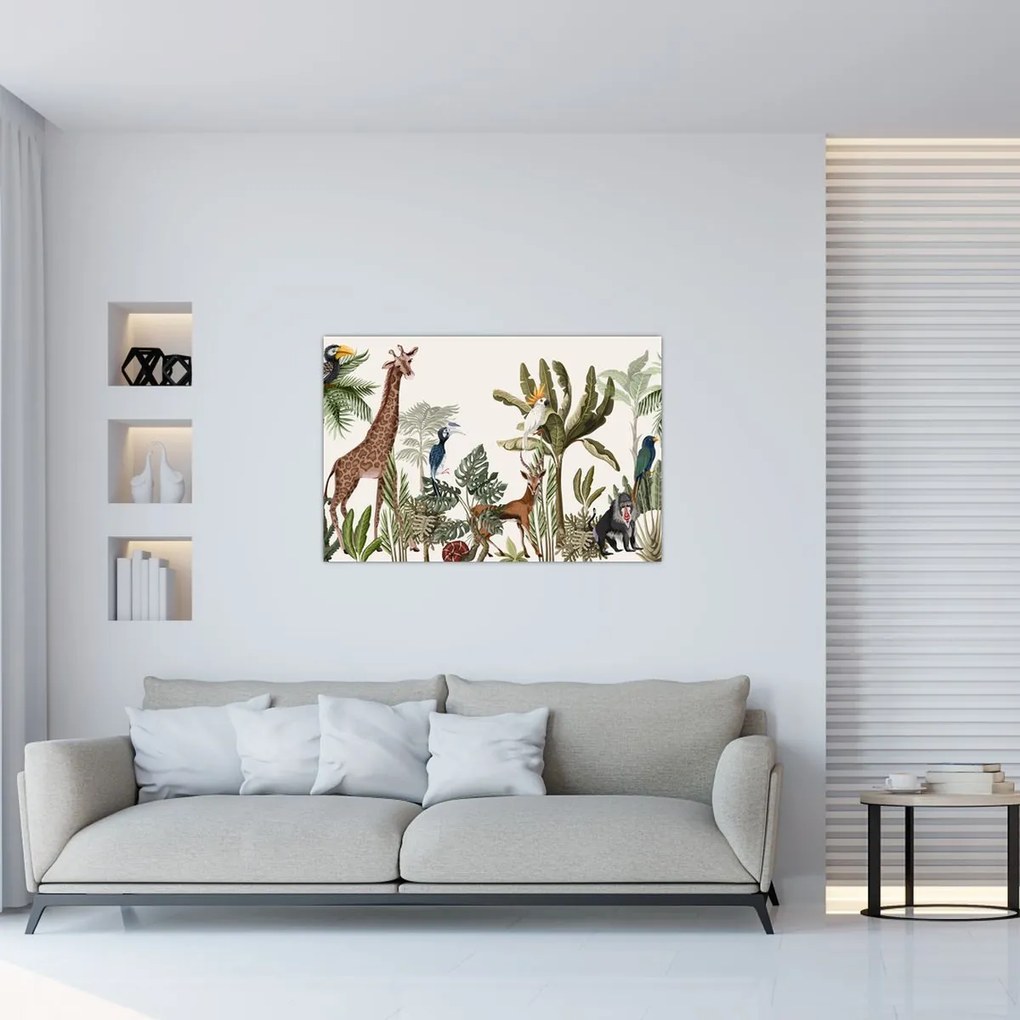 Kép - Állatokkal teli dzsungel (90x60 cm)