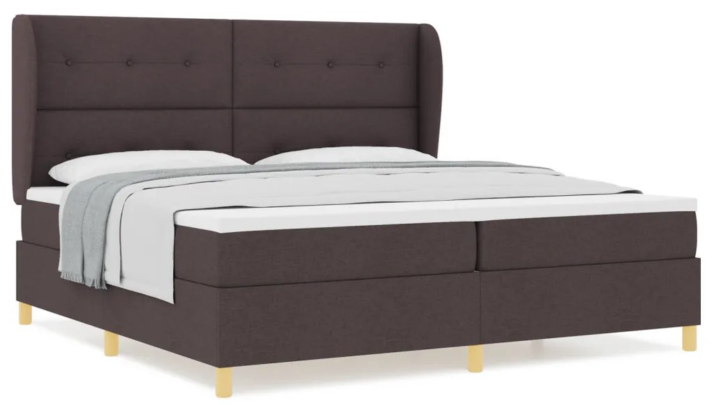 Boxspring Ágy Matraccal - Sötétbarna, 200x200 cm, Szövet