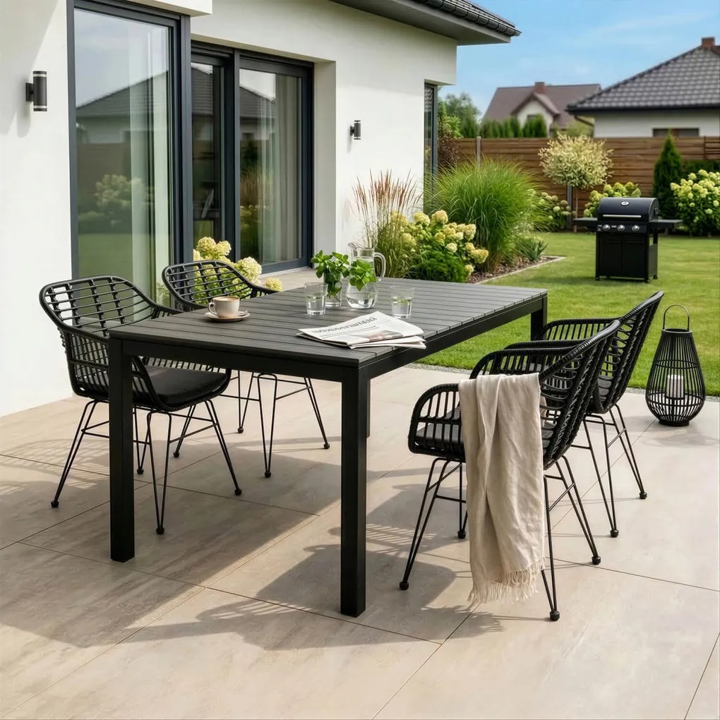 ARGOS kerti asztal 140-180 cm, sötétszürke tölgy-fekete