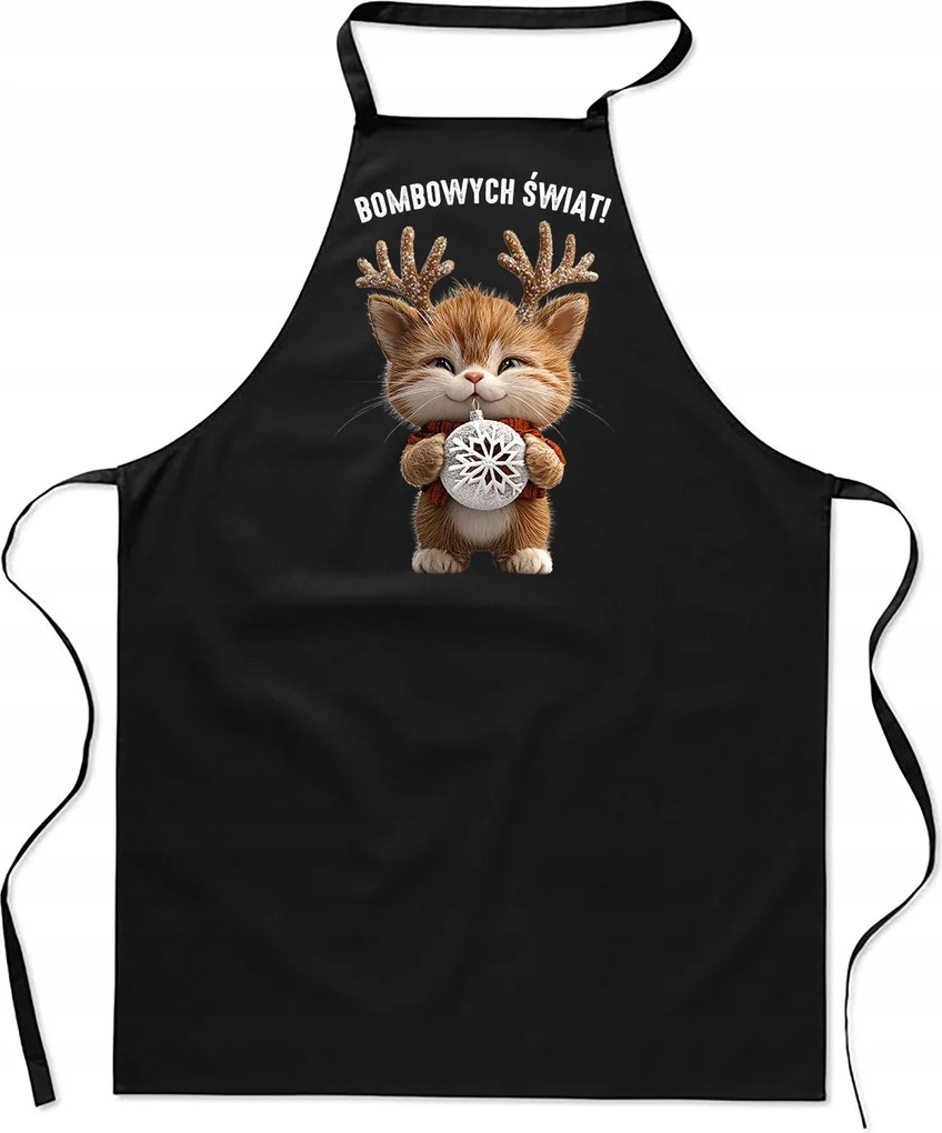 Konyhai Kötény Női férfi karácsonyi pamut nyomott mintás fekete