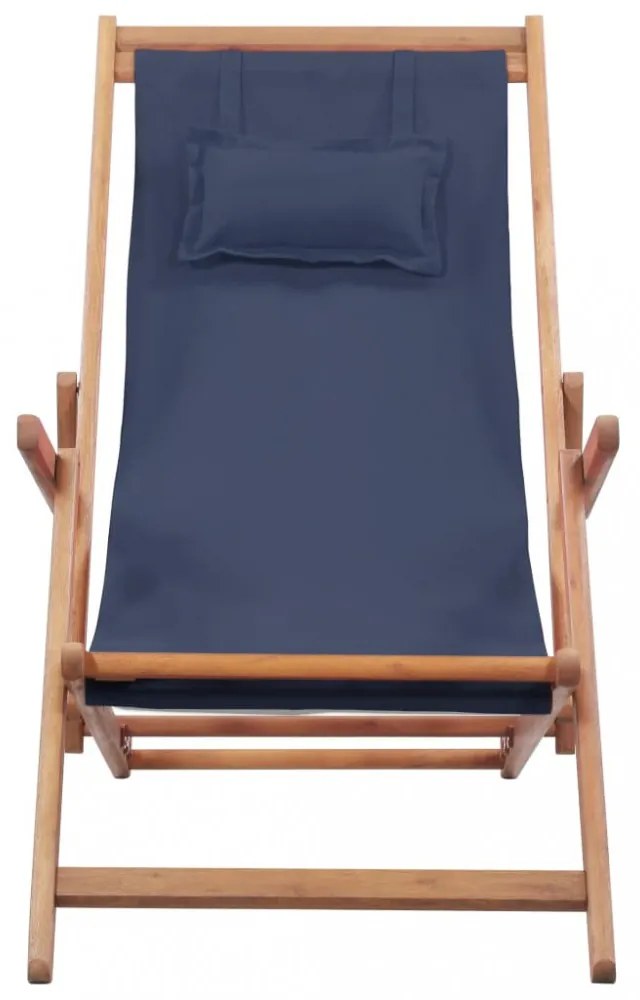 kék összecsukható szövetkárpitos, favázas strandszék