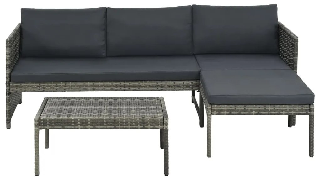 vidaXL 8 részes szürke polyrattan kerti bútorgarnitúra párnával