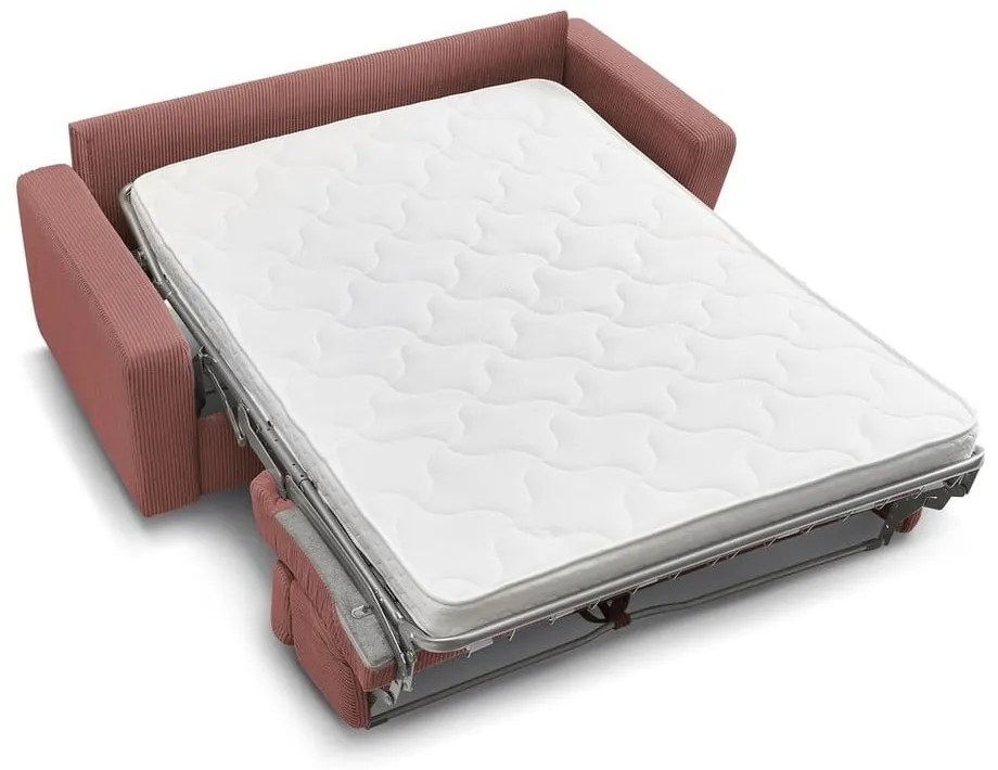 Rózsaszín kordbársony kinyitható kanapé 215 cm Monaco – Bobochic Paris