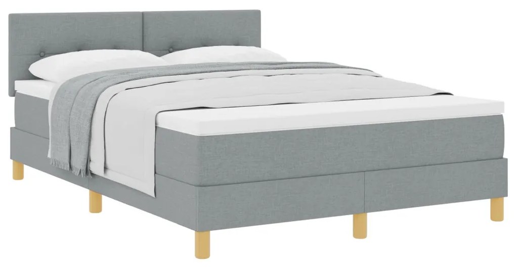 Boxspring ágy Matraccal Világosszürke 140x190 cm Szövet
