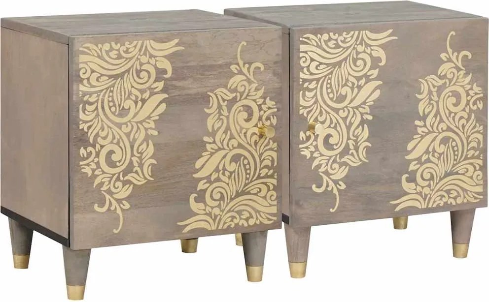 vidaXL Éjjeli szekrény ajtóval 2 pcs Szürke 40 x 33 x 46 cm