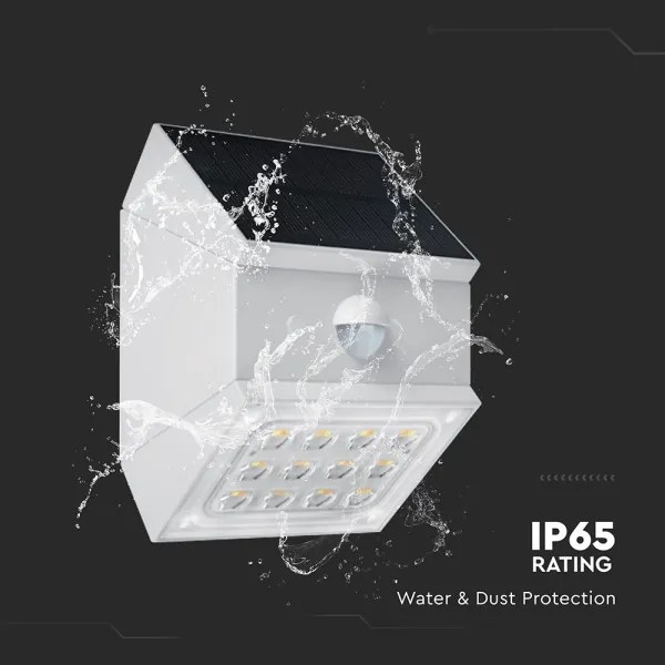 LED fali napelemes lámpa érzékelővel LED/2,5W/3,7V IP65 1200 mAh fehér