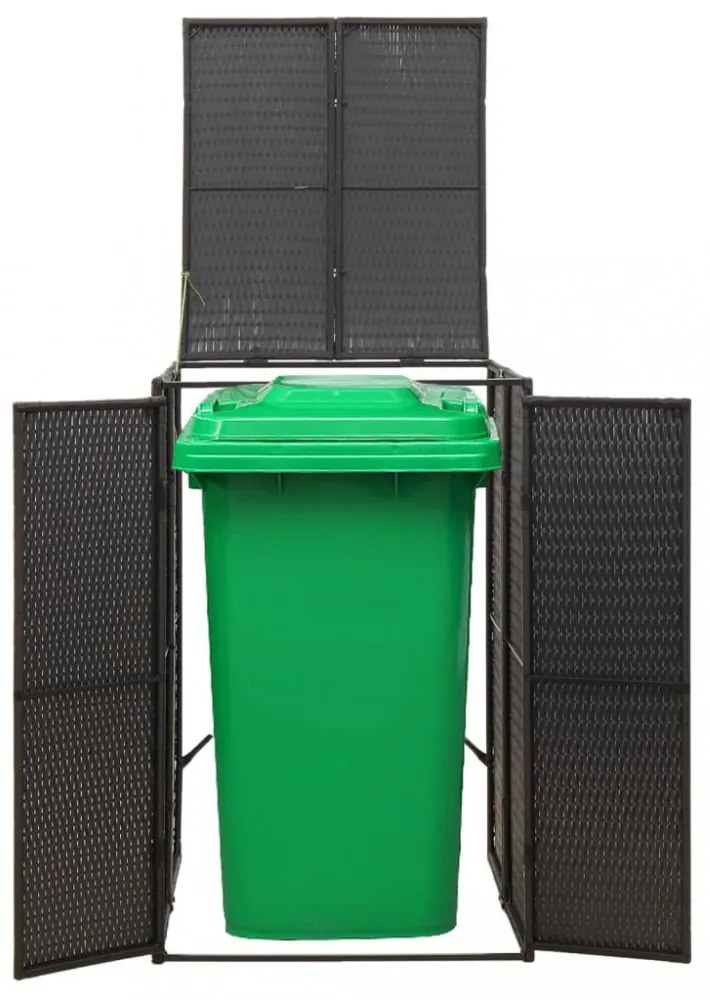 fekete polyrattan kerekes kukatároló fészer 70 x 80 x 117 cm