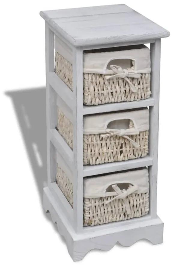 vidaXL 240796  Wooden Storage Rack 3 Weaving Baskets White