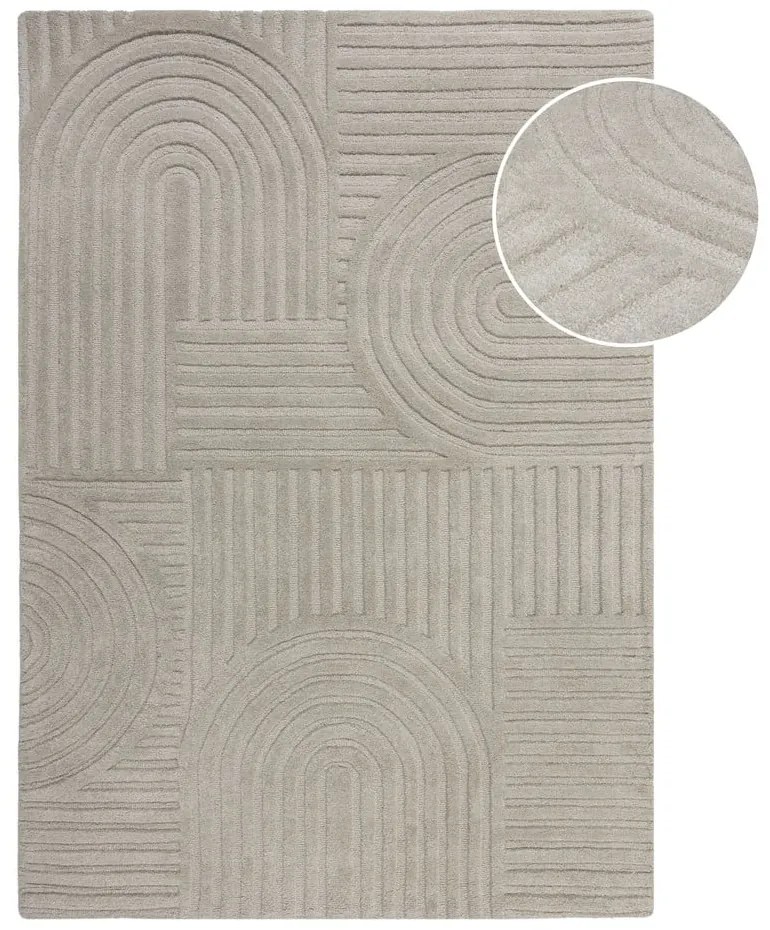 Zen Garden szürke gyapjú szőnyeg, 120 x 170 cm - Flair Rugs