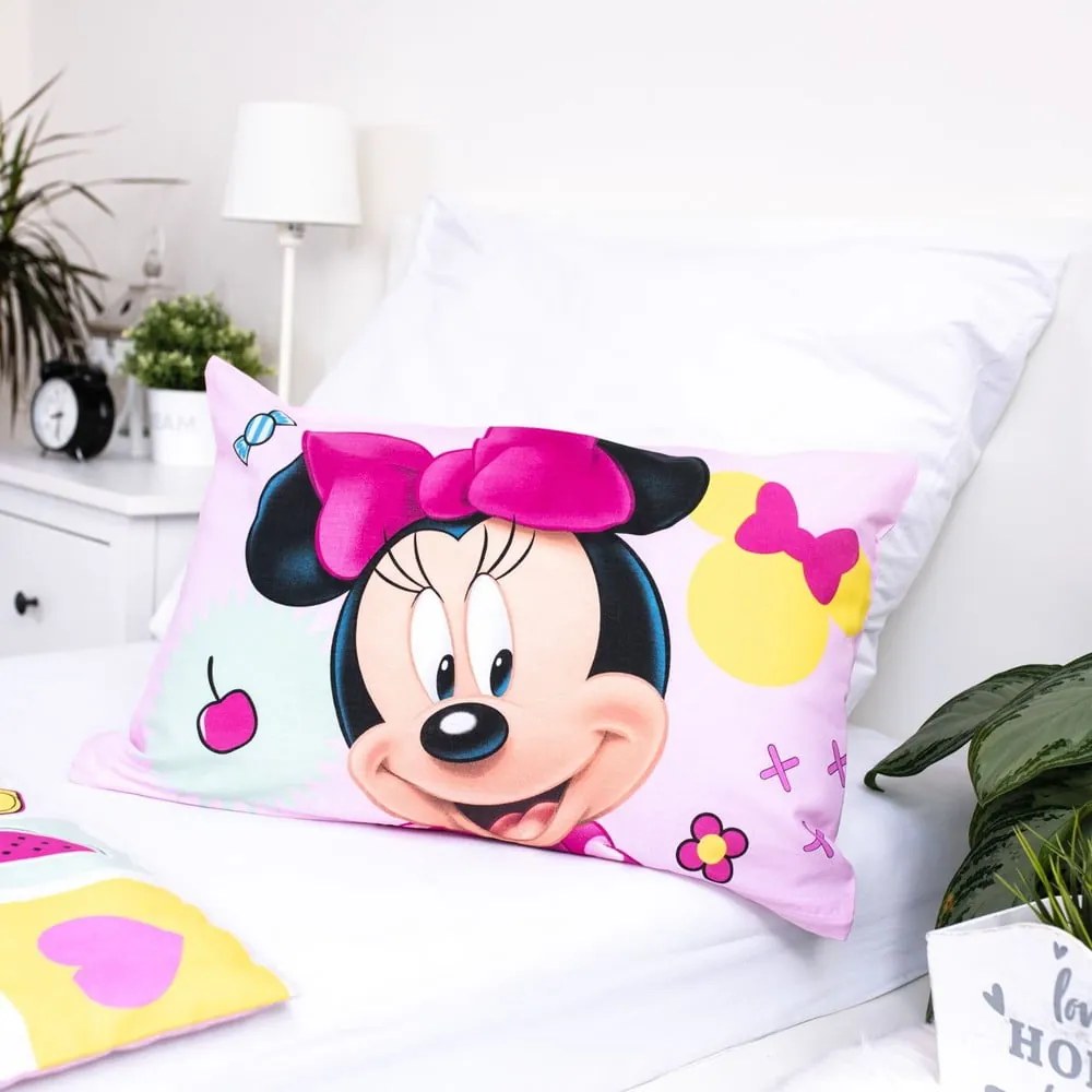 Rózsaszín pamut gyerek ágyneműhuzat babaágyhoz 100x135 cm Minnie "Sweet" – Jerry Fabrics