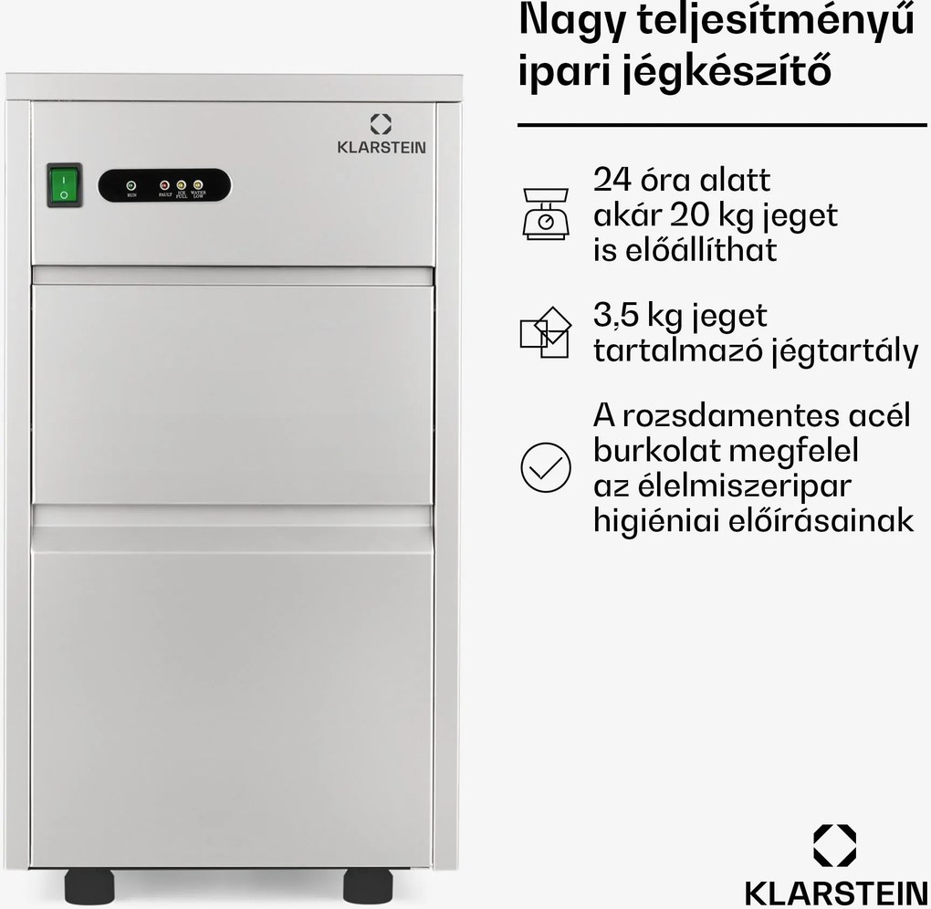 Klarstein Powericer XL, jégkocka készítő, ipari berendezés légkocka gyártáshoz, 145 W