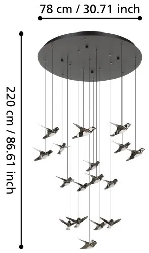Eglo 390352 - LED Dimmelhető csillár zsinóron PARATEBUENO 17xLED/3W/230V fekete