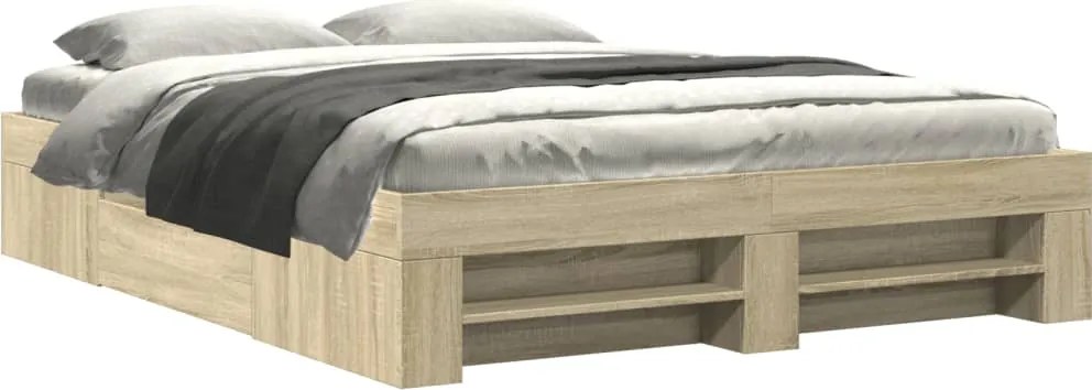 vidaXL sonoma tölgy színű szerelt fa ágykeret matrac nélkül 160x200 cm