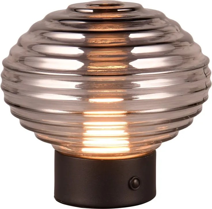 Fekete-szürke LED dimmelhető asztali lámpa üveg búrával (magasság 14,5 cm) Earl – Reality