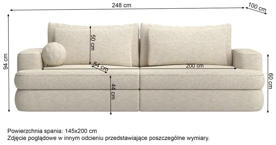 Háromszemélyes kanapé Mello (bézs szürke + fekete). 1100236