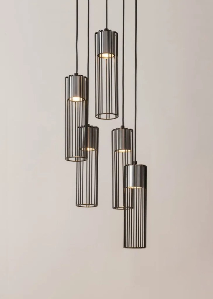 SIGMA LIGHTING 33460 FOBIA Többágú Függesztett Lámpa Fekete, Ezüst GU10 IP20