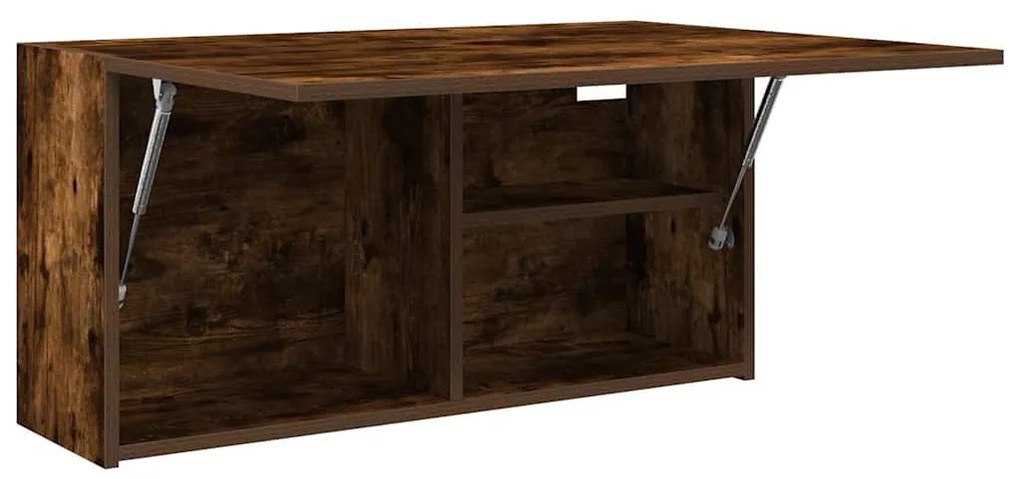 füstös tölgyszínű szerelt fa fali fürdőszobaszekrény 80x25x40cm
