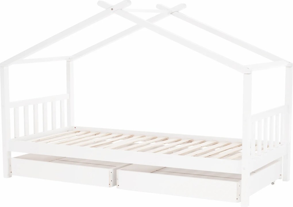 Ágy 2 konténerrál, fehér, ELISIA