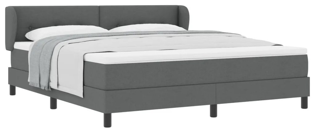 Boxspring Ágy Mattal Sötétszürke 180x200 cm Szövet