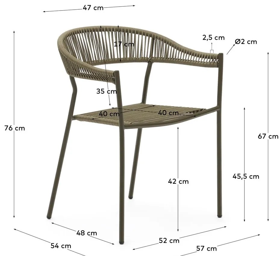 Khaki műrattan étkezőszék szett 4 db-os Futadera – Kave Home