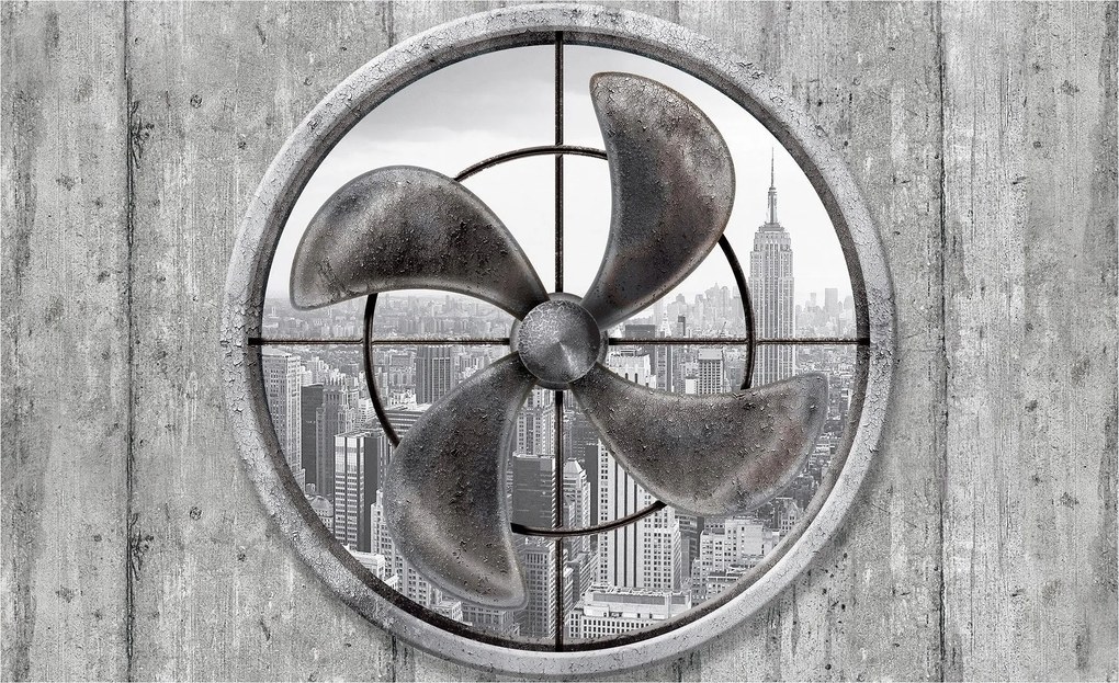 Fotótapéta Fém Ventilátor Város Panoráma vinil ablak 208x146 +ragasztó