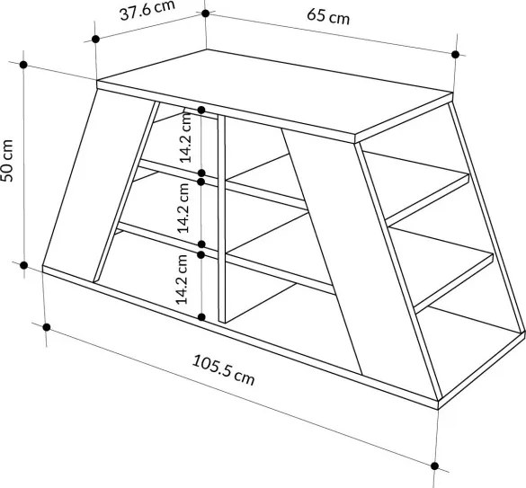 Pyramid Shoe Bench - Oak, White