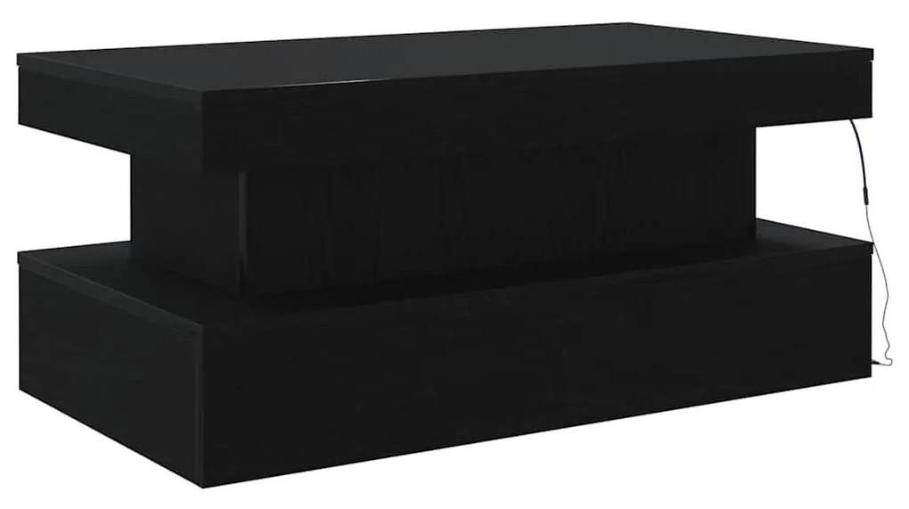 fekete tölgy dohányzóasztal LED-lámpákkal 90x50x40 cm