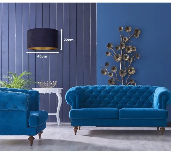 Duolla - Csillár zsinóron ROLLER 1xE27/15W/230V átm. 40 cm kék/arany