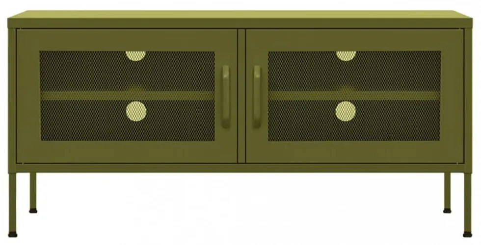 olívazöld acél TV-szekrény 105 x 35 x 50 cm