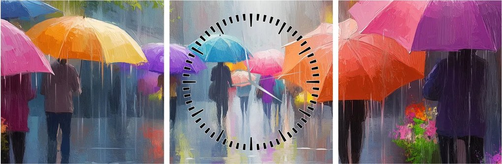 Kép - Esős nap (órával) (90x30 cm)