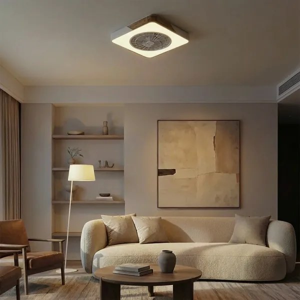 Brilagi - Dimmelhető LED világítótest ventilátorral LED/38W/230V 50 cm fehér/tölgy + távirányító