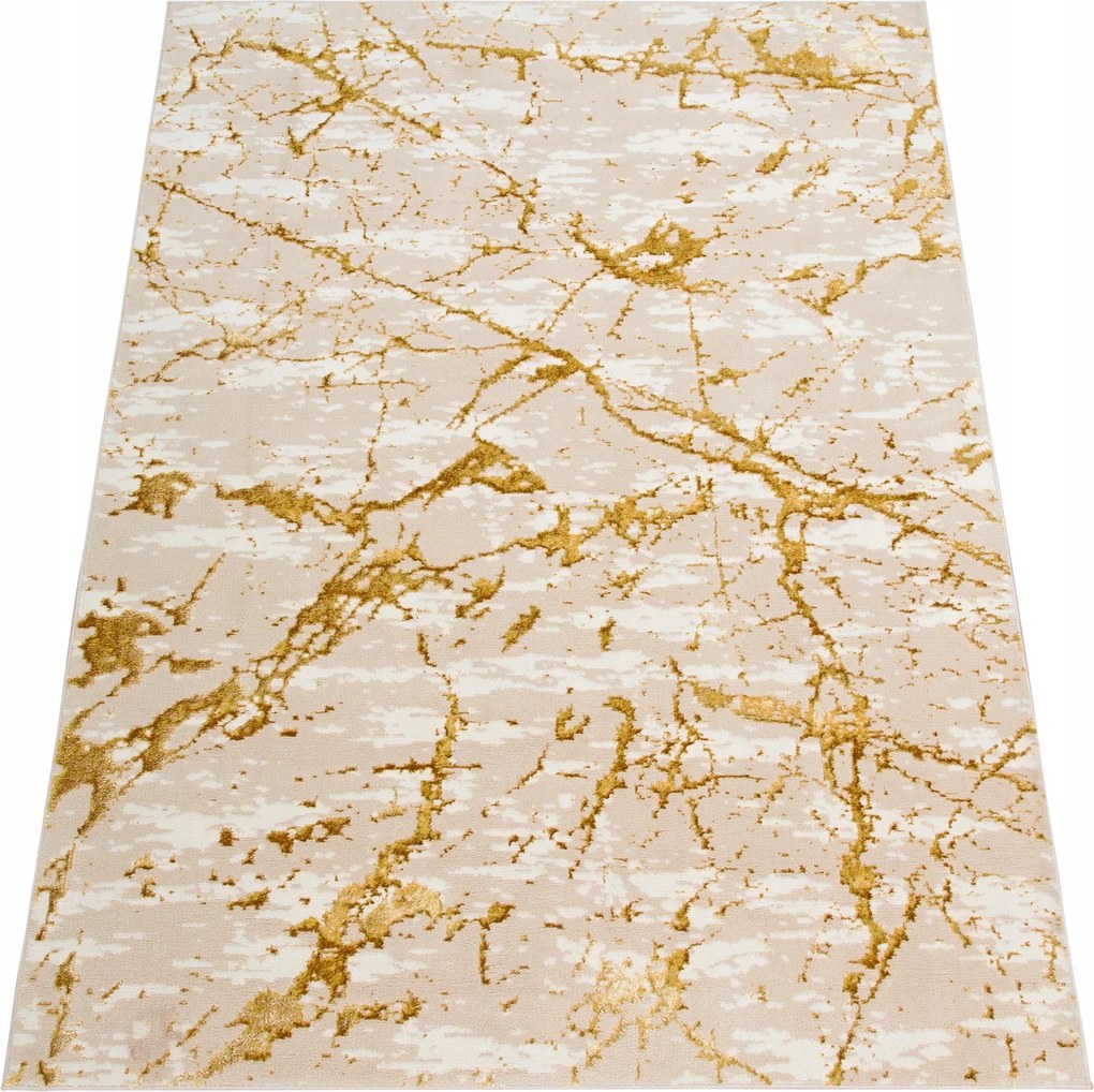 Szőnyeg 120x180 Modern Bézs Hálószoba Nappali Arany Márvány Glamour