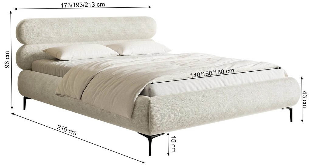 Franciaágy 140 cm Rirri 140 (ágyráccsal) (tárolóhellyel) (bézs szürke + arany). 1099857
