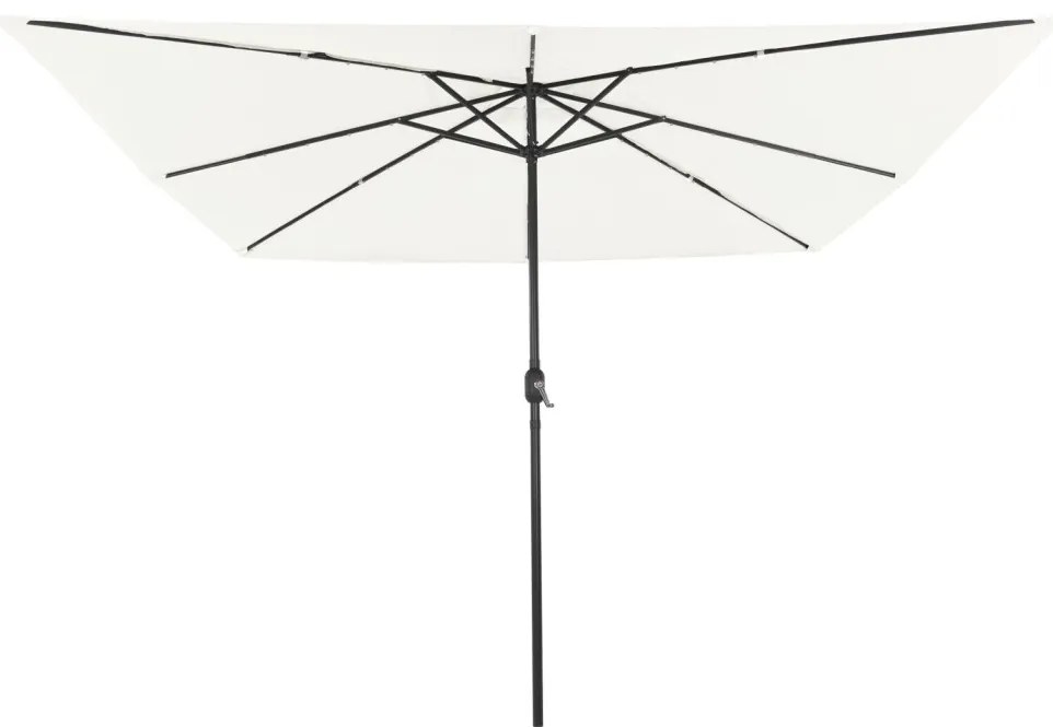 Négyzetes Kerti Napernyő LED Fényekkel 295x245 cm Homokfehér