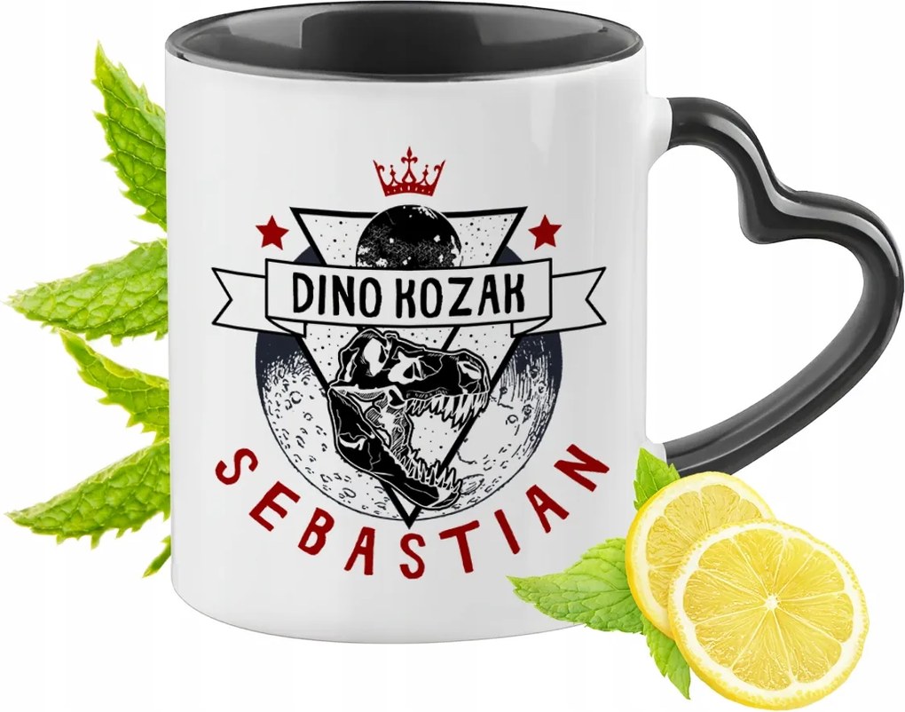 Fekete bögre szív alakú füllel Sebastian számára Ideális Ajándék