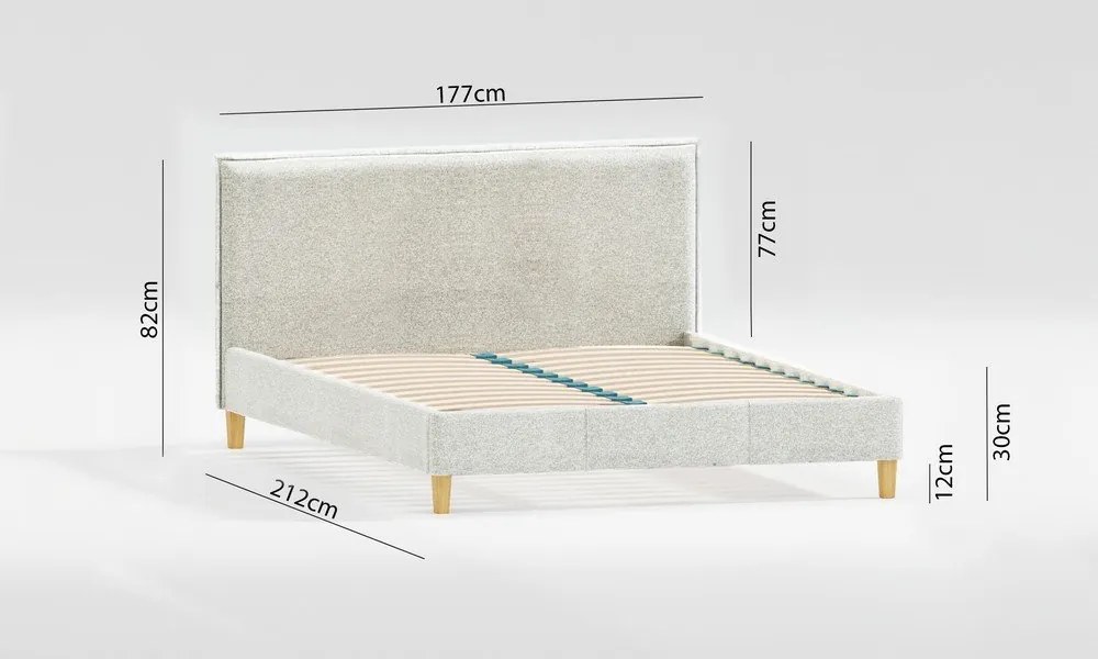 Bézs kárpitozott franciaágy ágyráccsal 160x200 cm Tina – Ropez